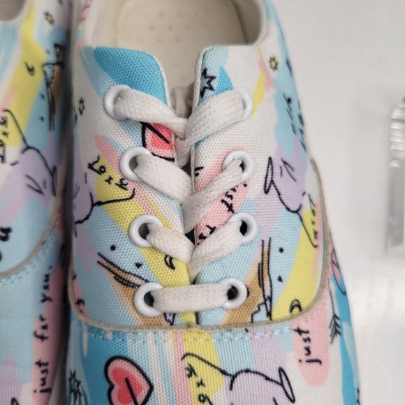 Lace-up Flats Shoes Print Canvas Fashion Walking Sneakers Women See Measurements - Picture 6 of 15